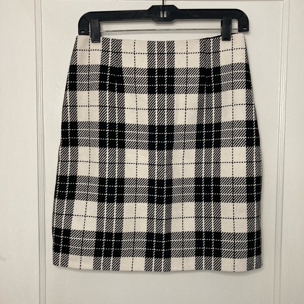 High-Waisted Black & White Plaid Skirt (White House Black Market)
